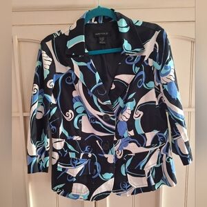 Patterned Blue and Black Blazer